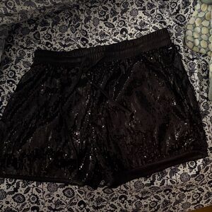 Black Sequin Women's Shorts